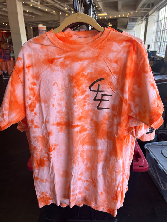 Brown and Orange CLE tie dye short sleeve